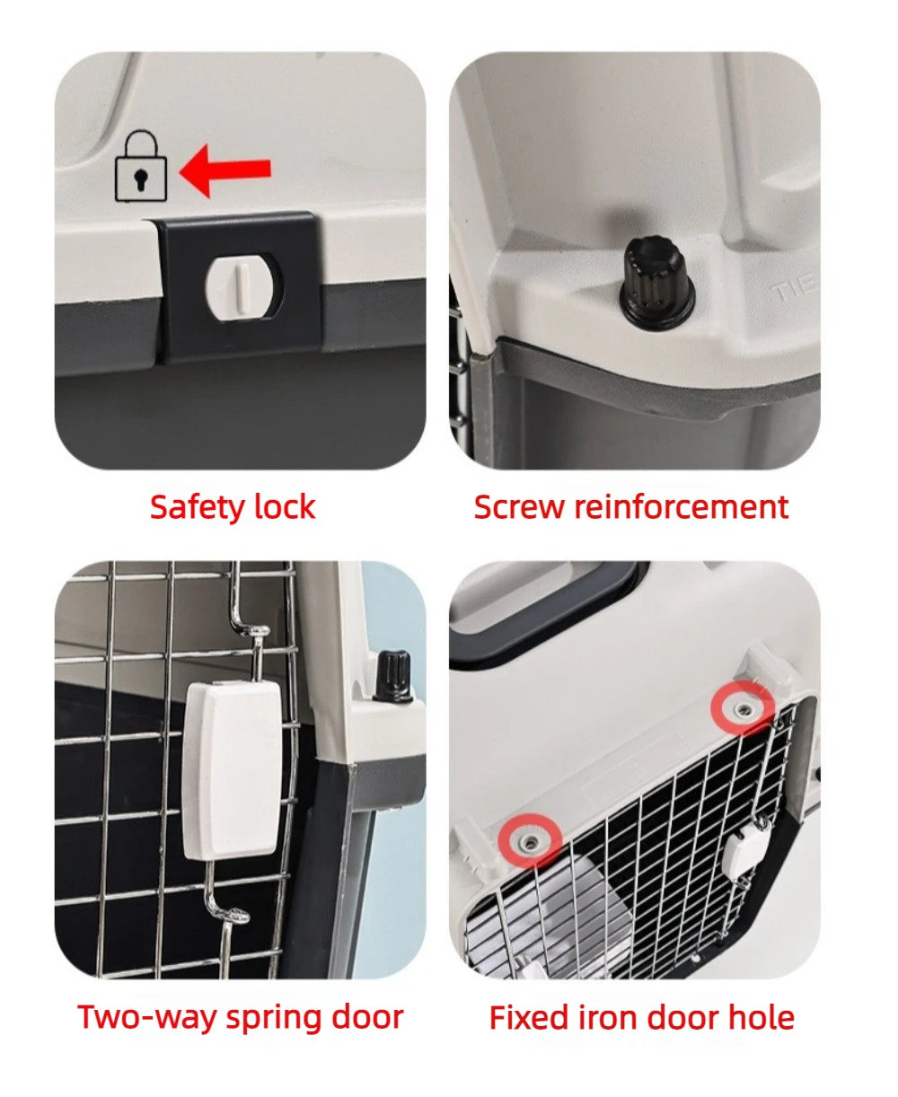 Large Pet Air Box Carrier with Wheels Portable Travel Carrier for Dogs and Cats
