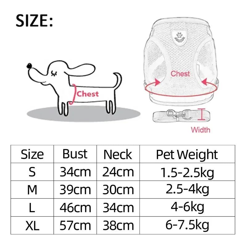 Cat Harness Vest Polyester Adjustable Mesh with 1.2m Leash Medium Cat Harness Set