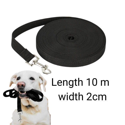 10M Nylon Dog Leash Black Long Training Lead 2cm Wide for Dogs