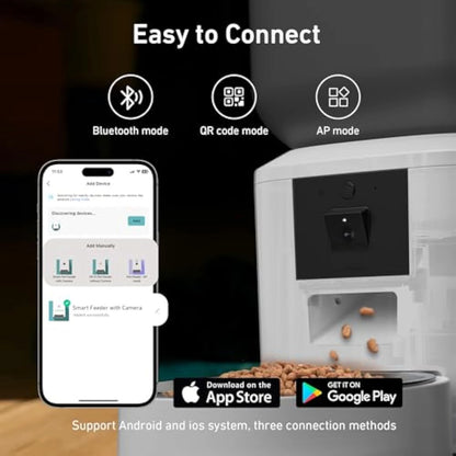 8L Smart Automatic Pet Feeder with HD Camera 5GHz WiFi Dual Stainless Steel Bowls Black