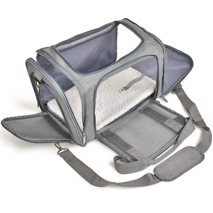 Pet Carrier Bag Soft Sided Polyester Travel Carrier with Mesh Panels M 50 × 34 × 34 cm