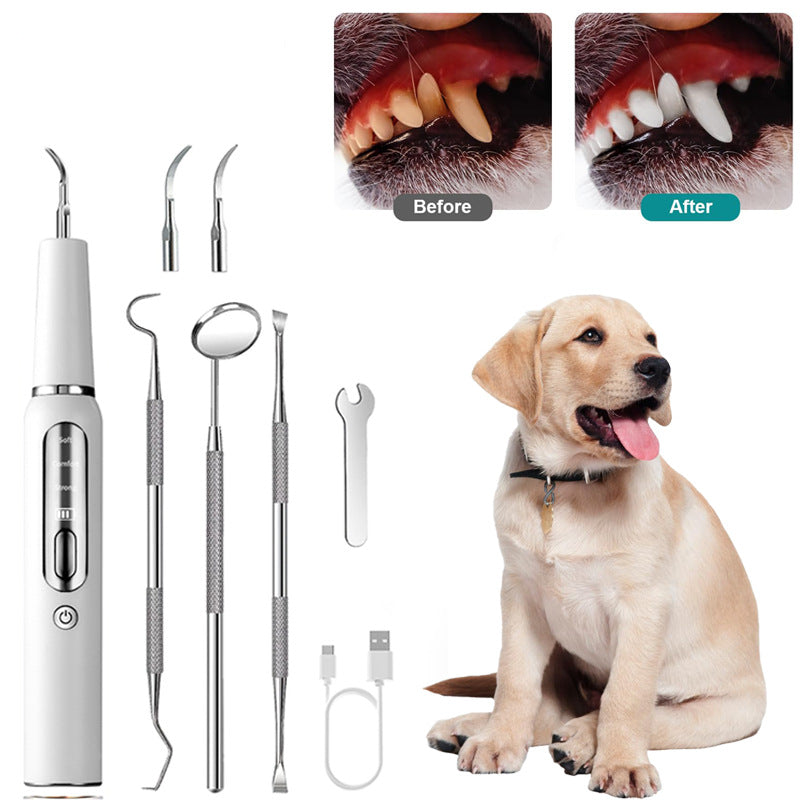 Ultrasonic Pet Tooth Cleaning Device White for Dogs and Cats