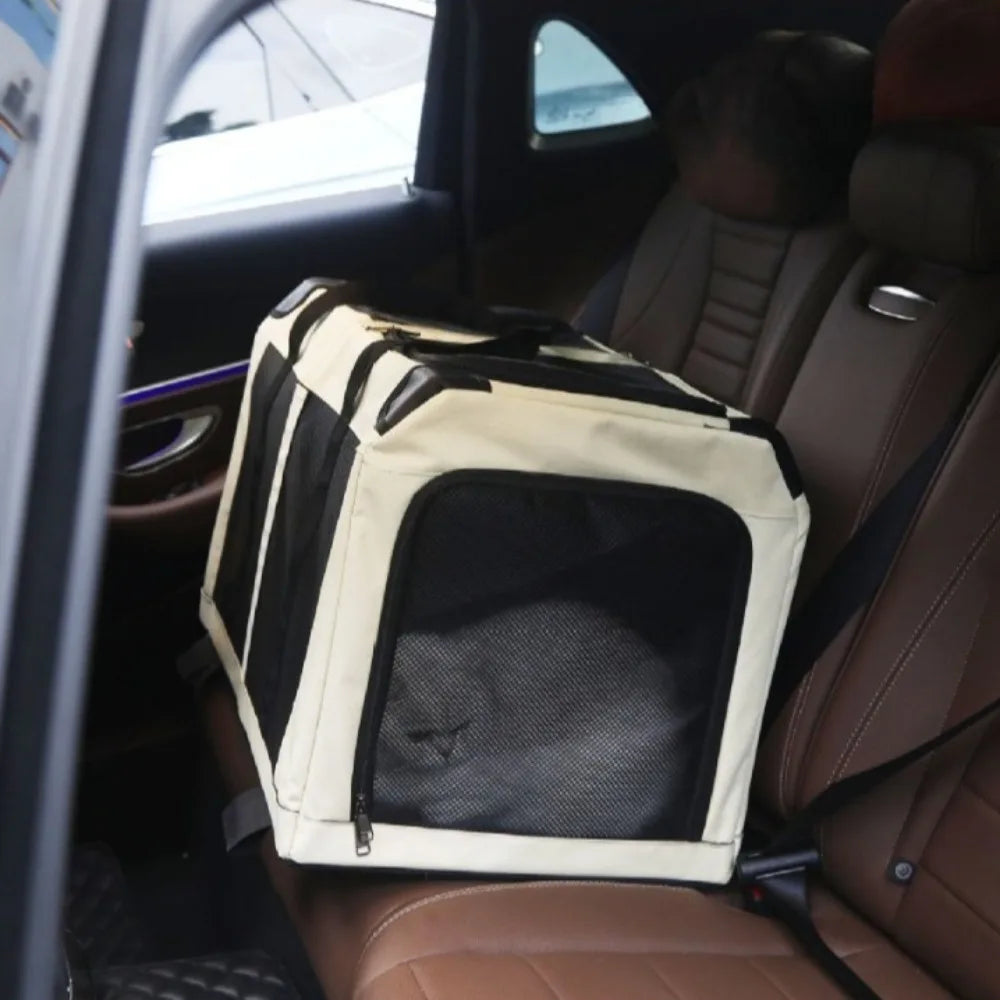 Foldable Double Decker Pet Trolley Carrier Rice Black for Cats and Dogs up to 20kg