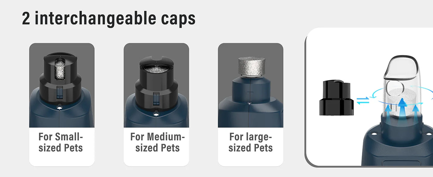 Electric Pet Nail Grinder 6 Speed with Dual LED Lights USB Rechargeable for Dogs and Cats