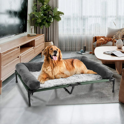 Elevated Pet Bed with Detachable Bolster and Two Covers XXL 130 x 90 x 28 cm
