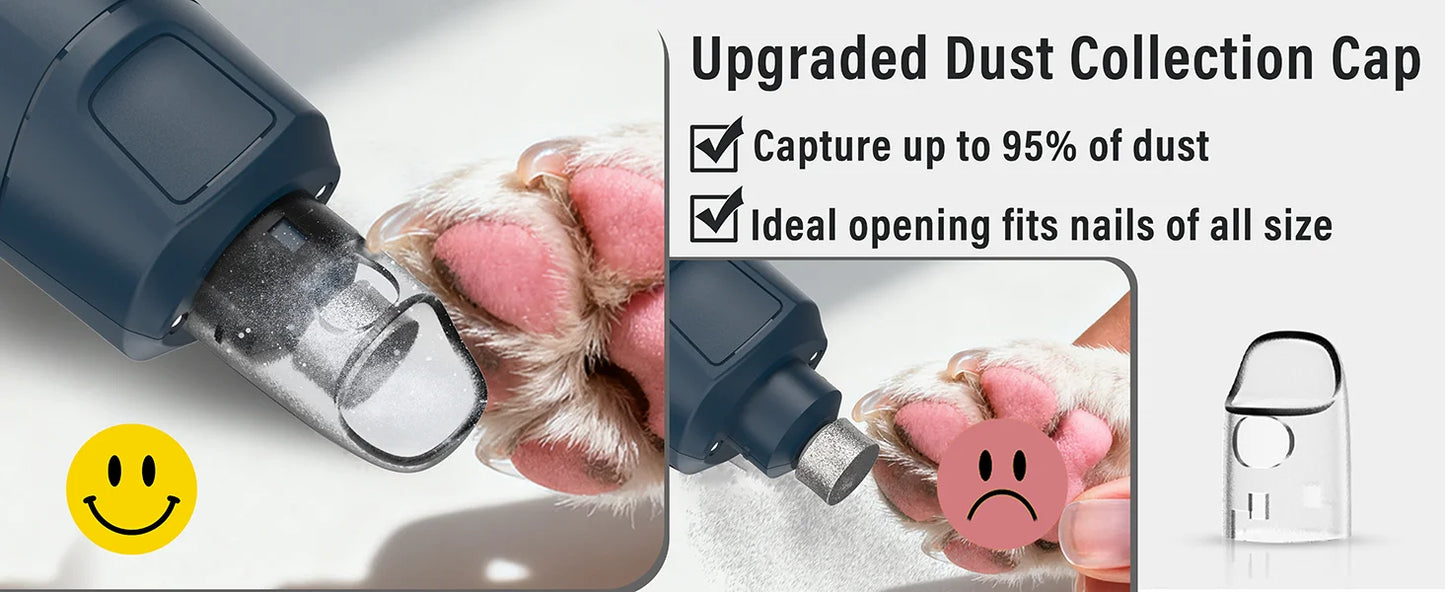 Electric Pet Nail Grinder 6 Speed with Dual LED Lights USB Rechargeable for Dogs and Cats