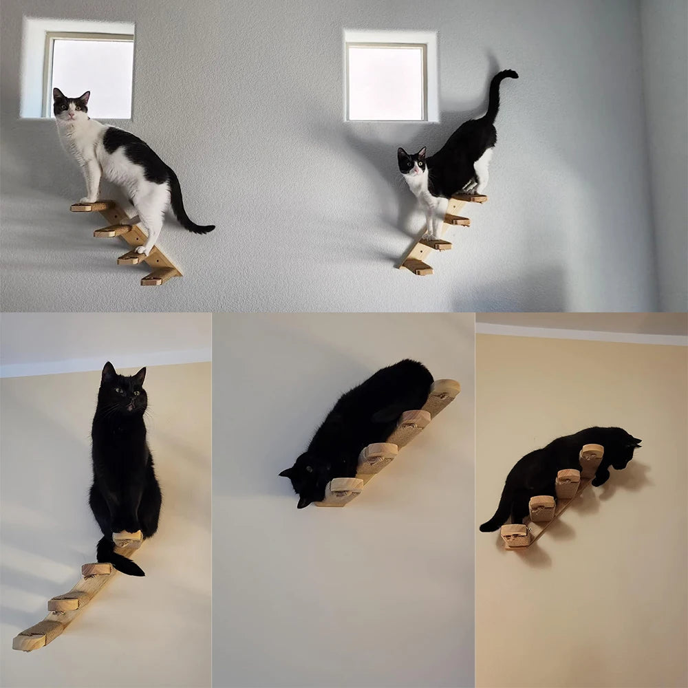 Wall Mounted Cat Climbing Stair Wooden Step with Sisal Rope 40 cm 1 piece