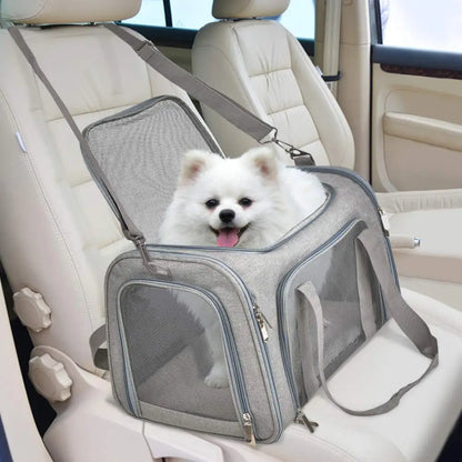 Pet Carrier Bag Soft Sided Polyester Travel Carrier with Mesh Panels M 50 × 34 × 34 cm