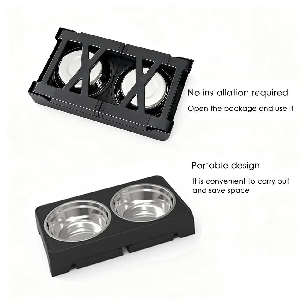 Elevated Dog Feeder with Adjustable Stand and Double Stainless Steel Bowls
