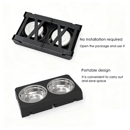 Elevated Dog Feeder with Adjustable Stand and Double Stainless Steel Bowls