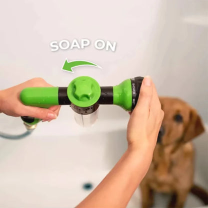 Pet Shower Sprayer Hose Nozzle 3 Spray Modes Green 4 Piece Connector Set