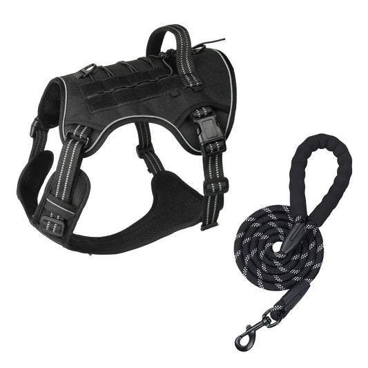 Large Dog Tactical Harness MOLLE Compatible Anti Pull Vest with Quick Release Buckles