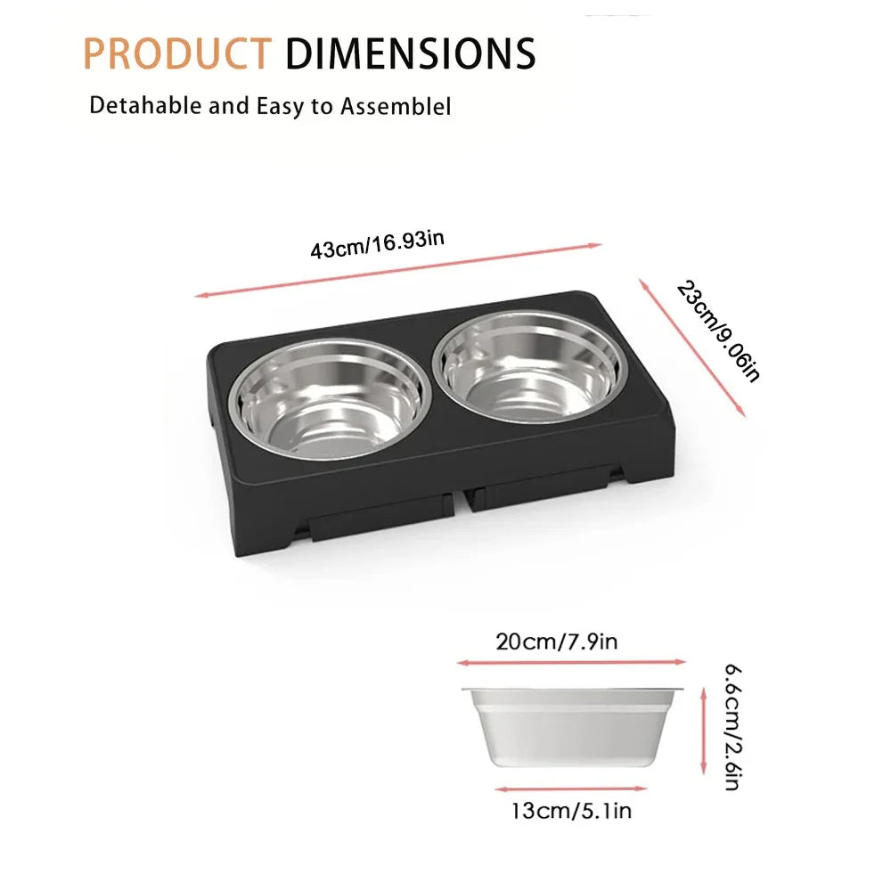 Elevated Dog Feeder with Adjustable Stand and Double Stainless Steel Bowls