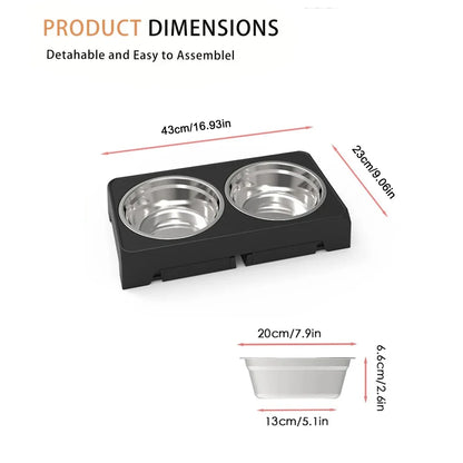 Elevated Dog Feeder with Adjustable Stand and Double Stainless Steel Bowls