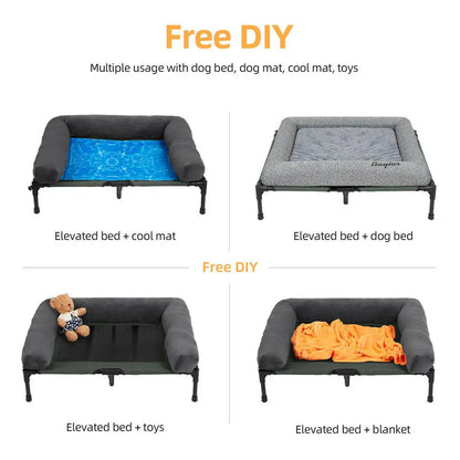 Elevated Pet Bed with Detachable Bolster and Two Covers  XL 110 x 80 x 28 cm Extra Large