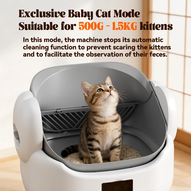 Automatic Smart Cat Litter Box 72 L with App Control Kitten Mode and 9 L Waste Bin