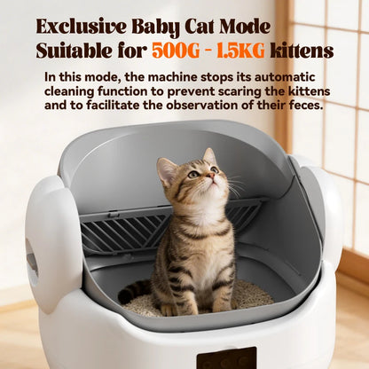 Automatic Smart Cat Litter Box 72 L with App Control Kitten Mode and 9 L Waste Bin