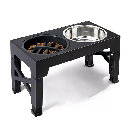 Elevated Dog Feeder with Adjustable Stand and Double Stainless Steel Bowls