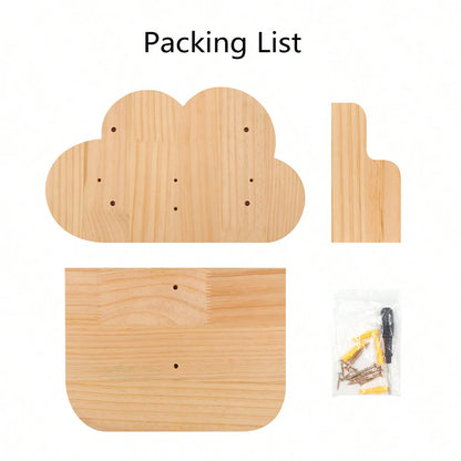 Cloud Shaped Wall Mounted Cat Climbing Shelf Single Layer Wooden Cat Step 24.5 × 17.5 cm