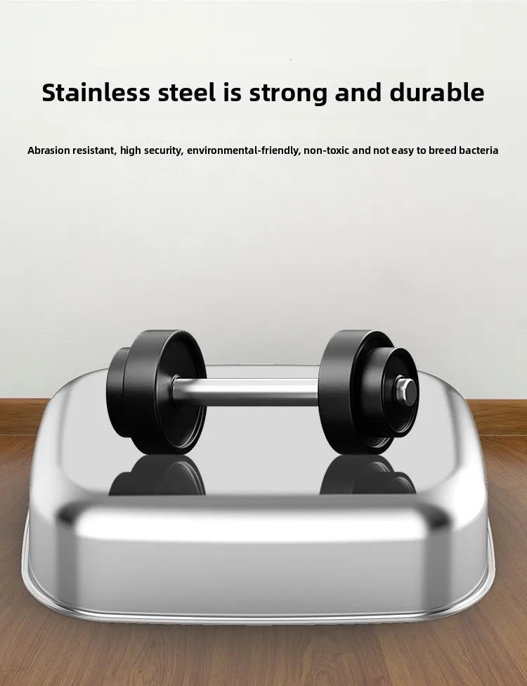 Extra Large Stainless Steel Cat Litter Box Semi Enclosed High Sided Silver 60 × 40 × 30 cm