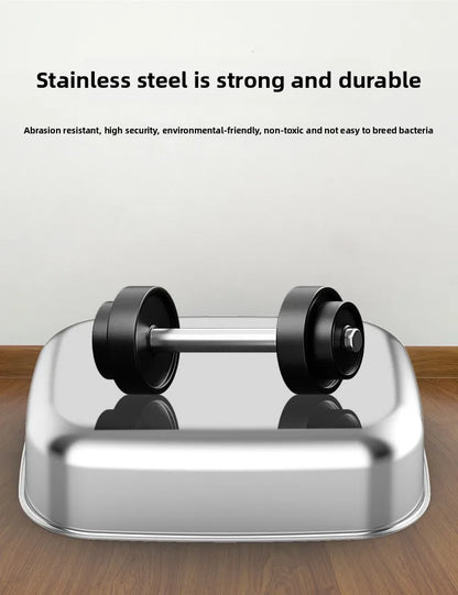 Extra Large Stainless Steel Cat Litter Box Semi Enclosed High Sided Silver 60 × 40 × 30 cm