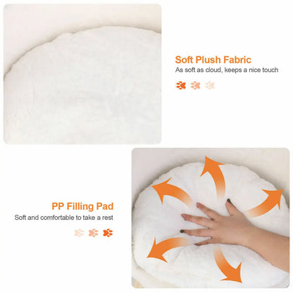 Cat Bed Sofa Plush Fabric Wooden Legs Cushion Pad Small and Medium Pets 41.5cm 61.5cm White