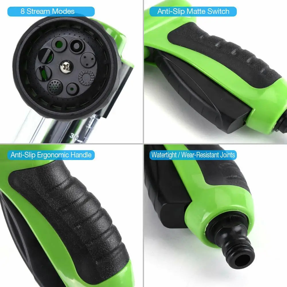 Pet Shower Sprayer Hose Nozzle 3 Spray Modes Green 4 Piece Connector Set