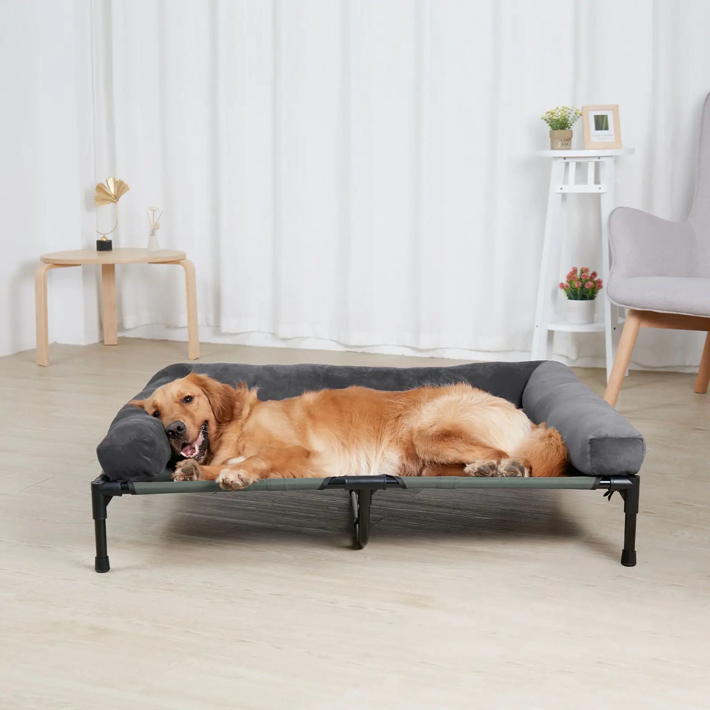 Elevated Pet Bed with Detachable Bolster and Two Covers  XL 110 x 80 x 28 cm Extra Large