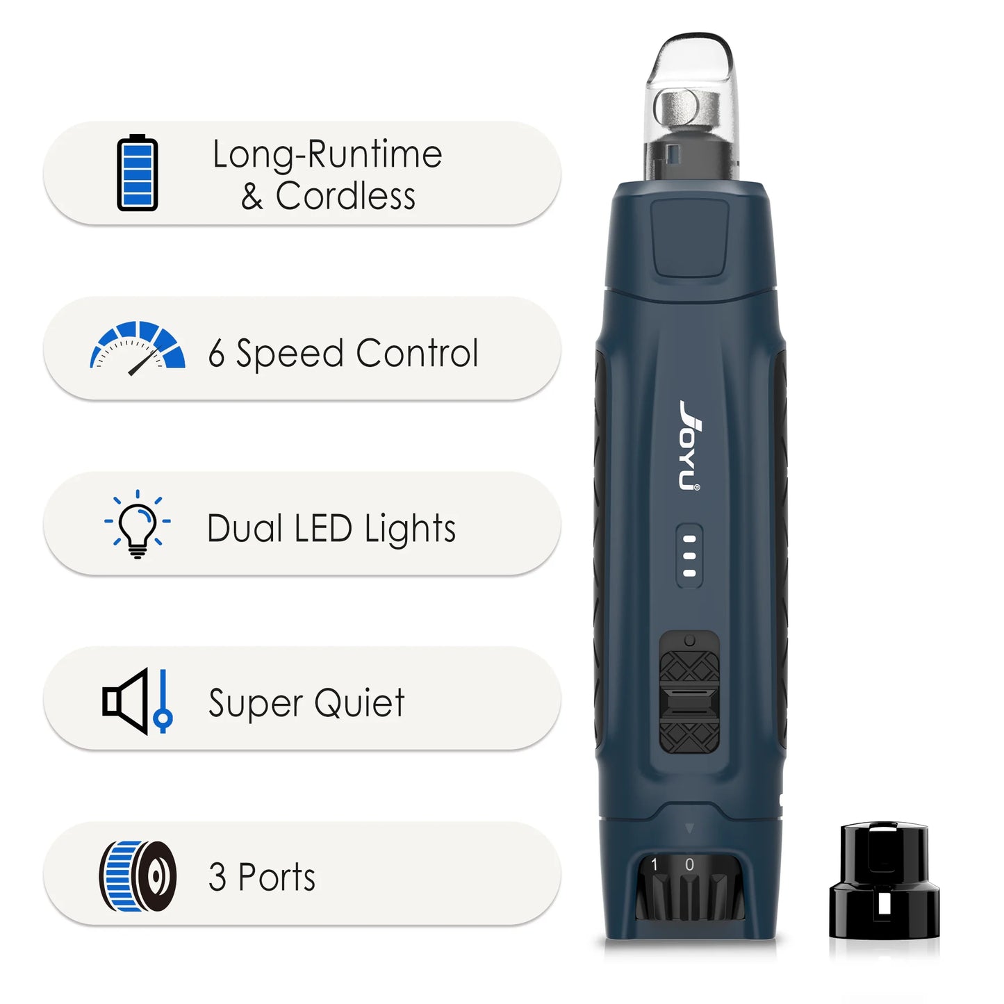 Electric Pet Nail Grinder 6 Speed with Dual LED Lights USB Rechargeable for Dogs and Cats