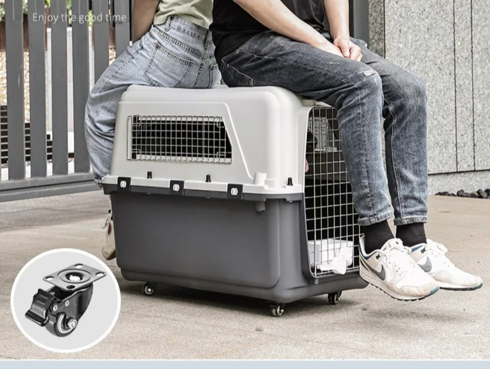 Large Pet Air Box Carrier with Wheels Portable Travel Carrier for Dogs and Cats