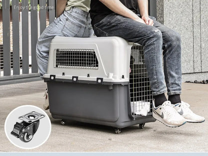 Large Pet Air Box Carrier with Wheels Portable Travel Carrier for Dogs and Cats