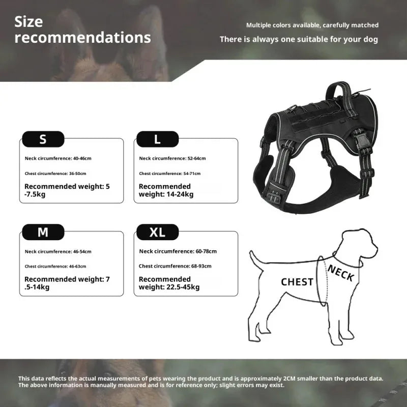 Small Dog Tactical Harness MOLLE Compatible Anti Pull Vest with Quick Release Buckles