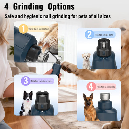 Electric Pet Nail Grinder 6 Speed with Dual LED Lights USB Rechargeable for Dogs and Cats
