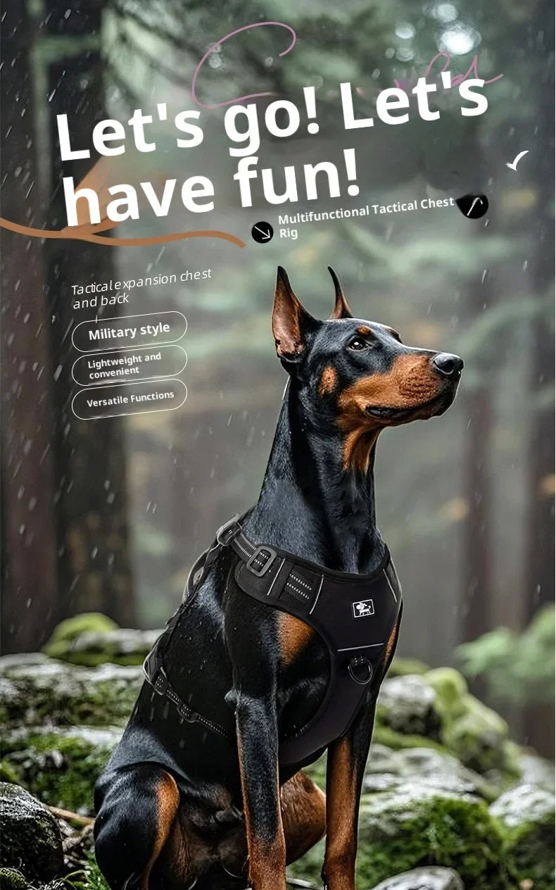 Medium Dog Tactical Harness MOLLE Compatible Anti Pull Vest with Quick Release Buckles