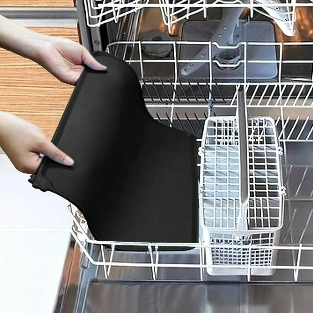 2PCS Silicone Pet Feeding Mat Waterproof Non-Slip Placemat 48 x 30 cm Black