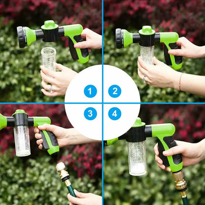 Pet Shower Sprayer Hose Nozzle 3 Spray Modes Green 4 Piece Connector Set