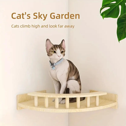 Wall Mounted Cat Hammock Corner Shelf Single Layer Wooden Cat Perch 31.5 × 31.5 cm