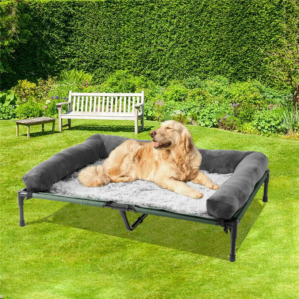 Elevated Pet Bed with Detachable Bolster and Two Covers  XL 110 x 80 x 28 cm Extra Large
