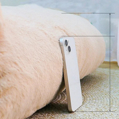 Cat Bed Sofa Plush Pet Bed with Pillow Anti Slip Base Kaki 65 × 46 × 30 cm