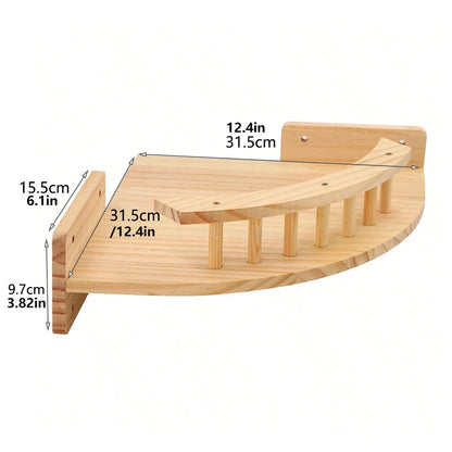 Wall Mounted Cat Hammock Corner Shelf Single Layer Wooden Cat Perch 31.5 × 31.5 cm