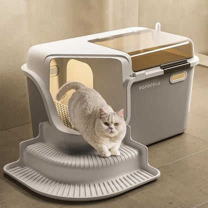 XL Enclosed Cat Litter Box Corridor Design with Detachable Cleaning Structure