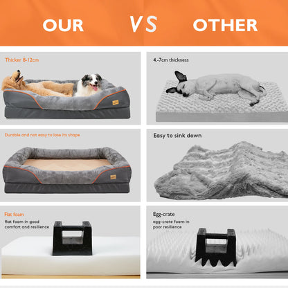 XL Orthopedic Dog Bed Memory Foam Cushion with Removable Cover Grey