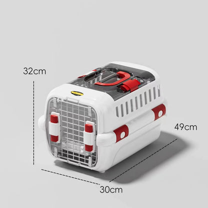 Cat Carrier Small Plastic Travel Carrier with Sliding Door and Top Skylight 49 × 32 × 30 cm