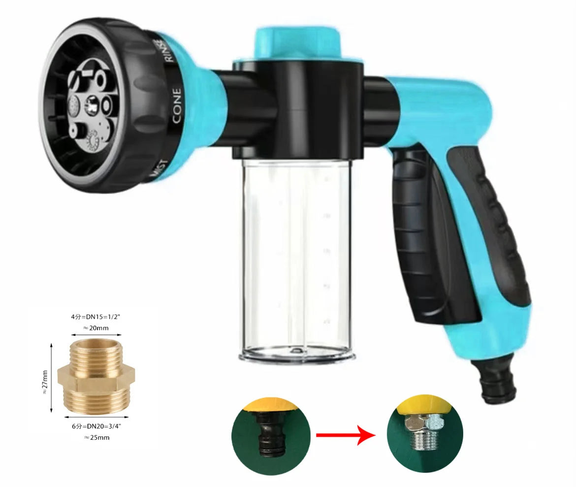 Pet Shower Sprayer Hose Nozzle 3 Spray Modes Green 4 Piece Connector Set