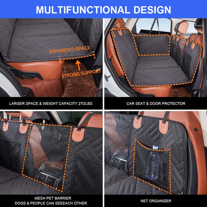Dog Car Seat Cover Hard Bottom Waterproof Rear Seat Protector 133 x 160 cm