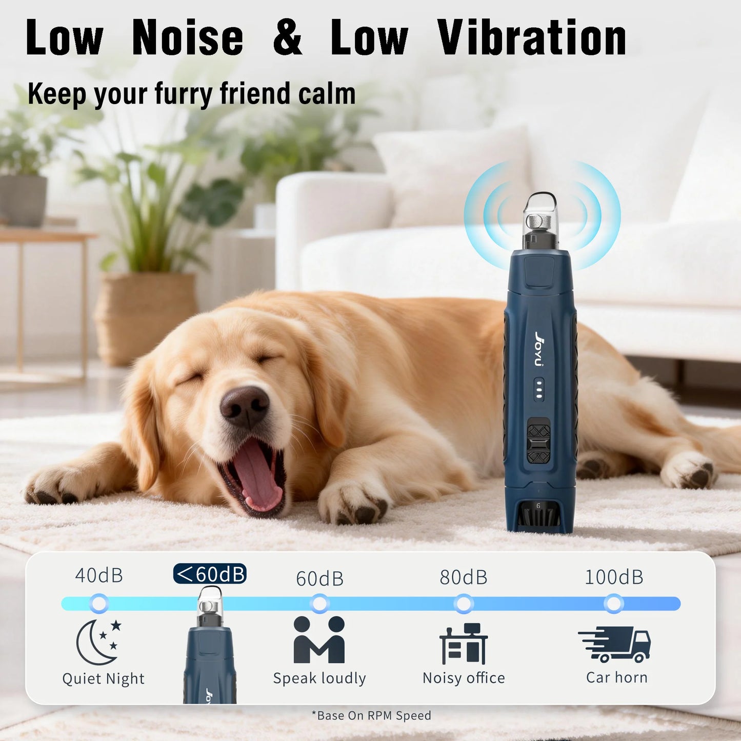Electric Pet Nail Grinder 6 Speed with Dual LED Lights USB Rechargeable for Dogs and Cats