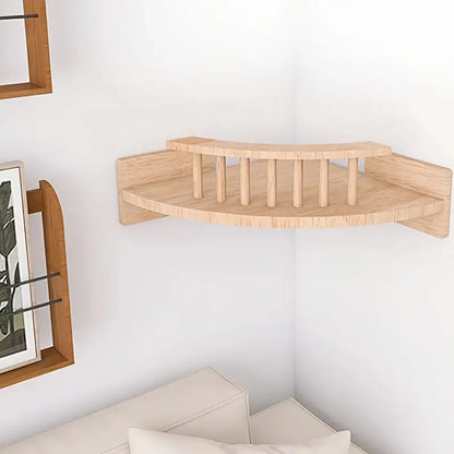 Wall Mounted Cat Hammock Corner Shelf Single Layer Wooden Cat Perch 31.5 × 31.5 cm