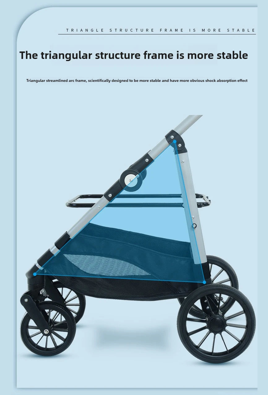 Foldable Pet Stroller Gray Detachable Carrier for Cats and Dogs