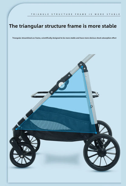 Foldable Pet Stroller Gray Detachable Carrier for Cats and Dogs