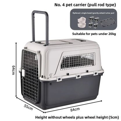 Large Pet Air Box Carrier with Wheels Portable Travel Carrier for Dogs and Cats